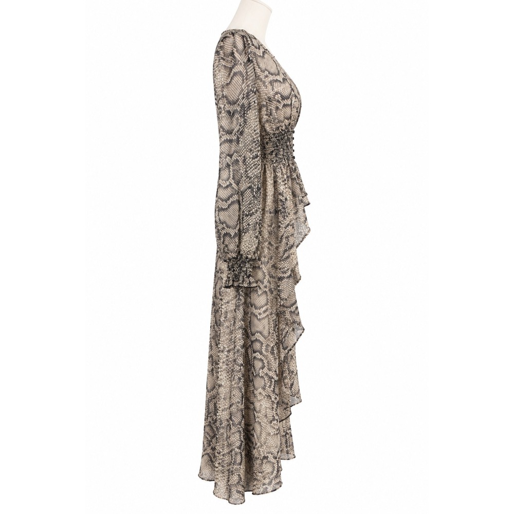 Live 4 Truth Snakeskin Print High Low Maxi Dress Smocked Waist Boho Duster - Picture 3 of 7
